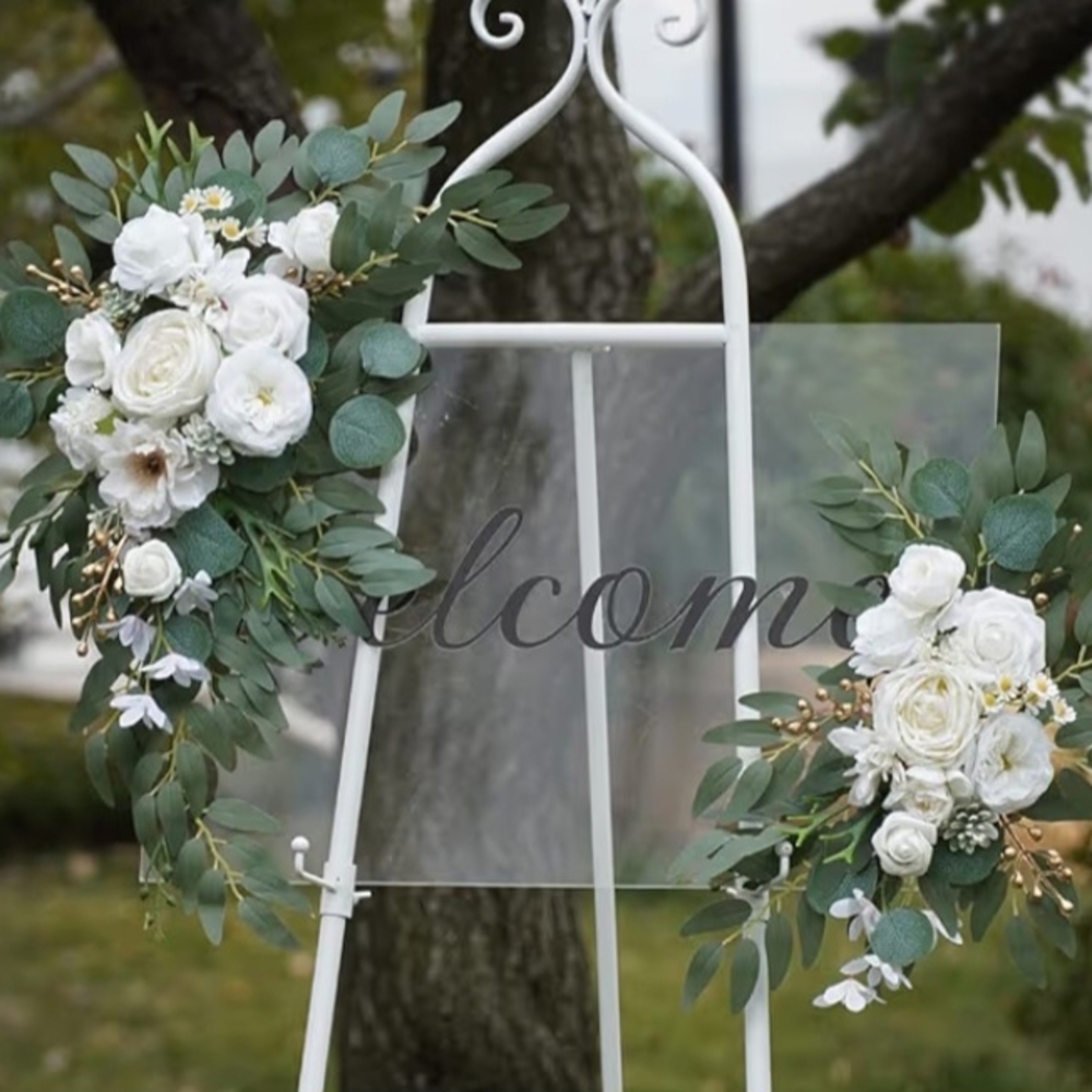 COPY - Elegant White and Green Floral Swag Set